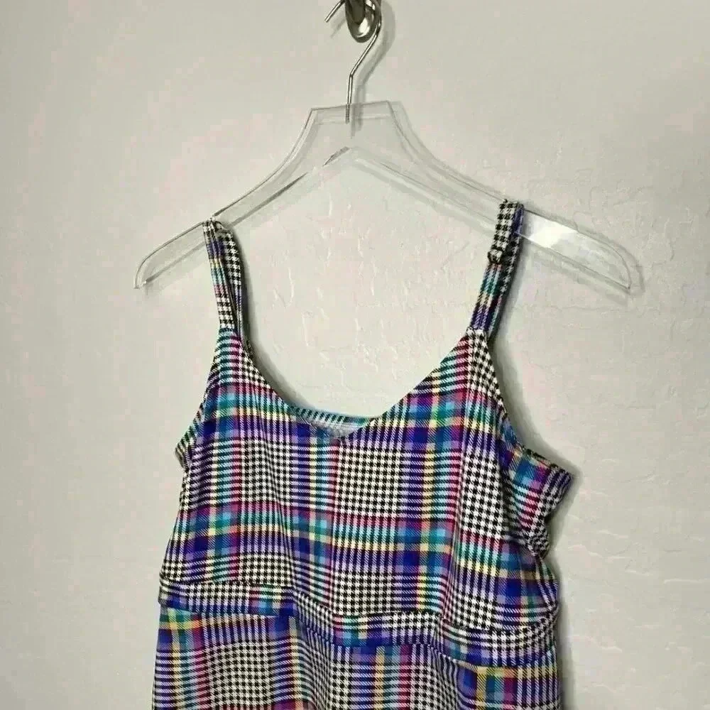 Torrid Multi Color Plaid Babydoll Mixed Fabric V-Neck Tank 00 M/L - Picture 4 of 8